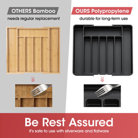 AUJEN Silverware Organizer anti-slip corners keep items stable during use.
