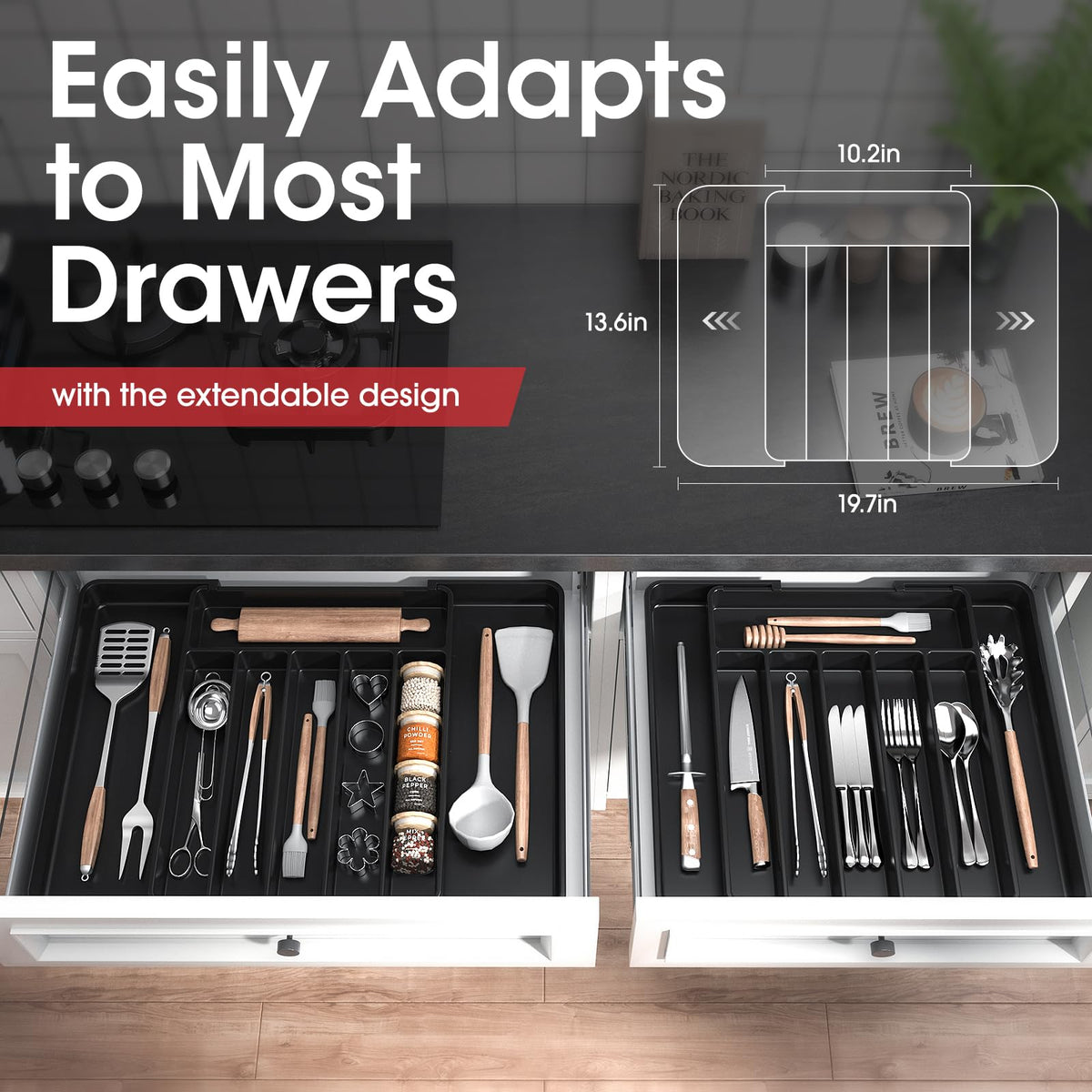 AUJEN Silverware Organizer BPA-free PP material ensures safe, durable daily storage.