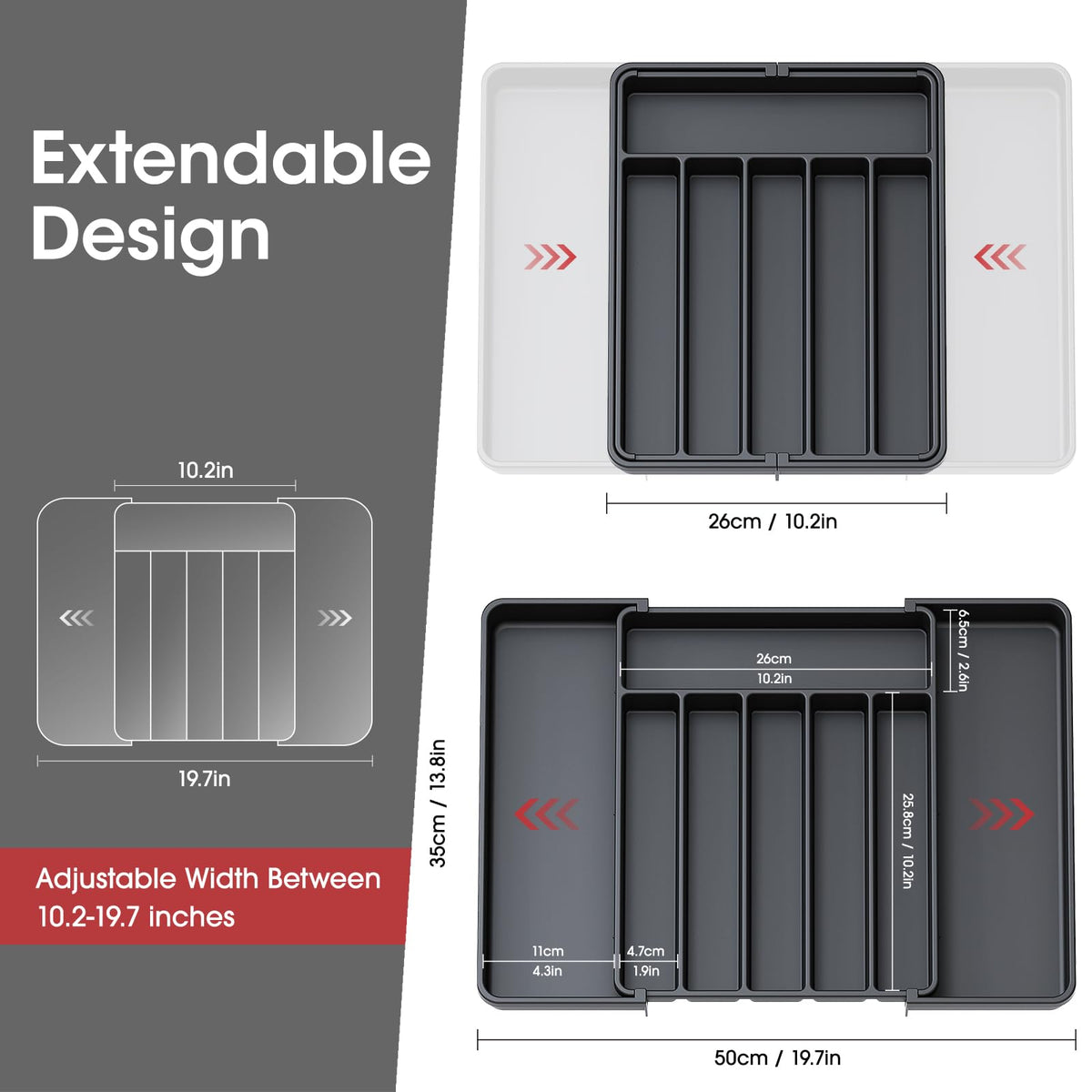 AUJEN Silverware Organizer large capacity helps tidy multiple utensil types.
