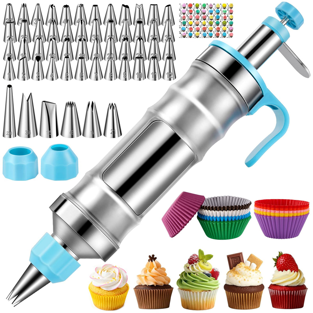 AUKOW cake decorating kit 164 pcs blue, ideal for home bakers
