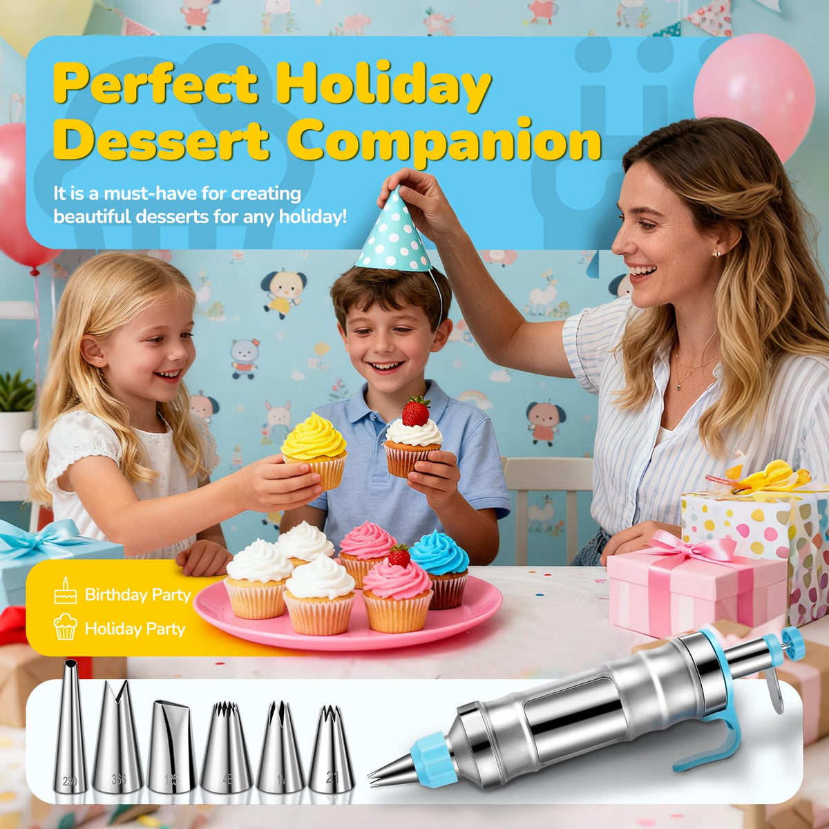 AUKOW complete decorating kit in blue, suitable for beginners and pros