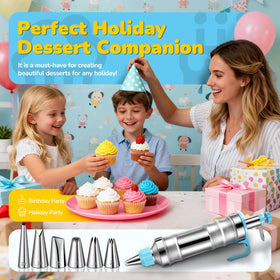 AUKOW complete decorating kit in blue, suitable for beginners and pros