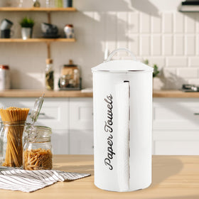 AuldHome Design discreet paper towel holder shields towels from dust and splashes