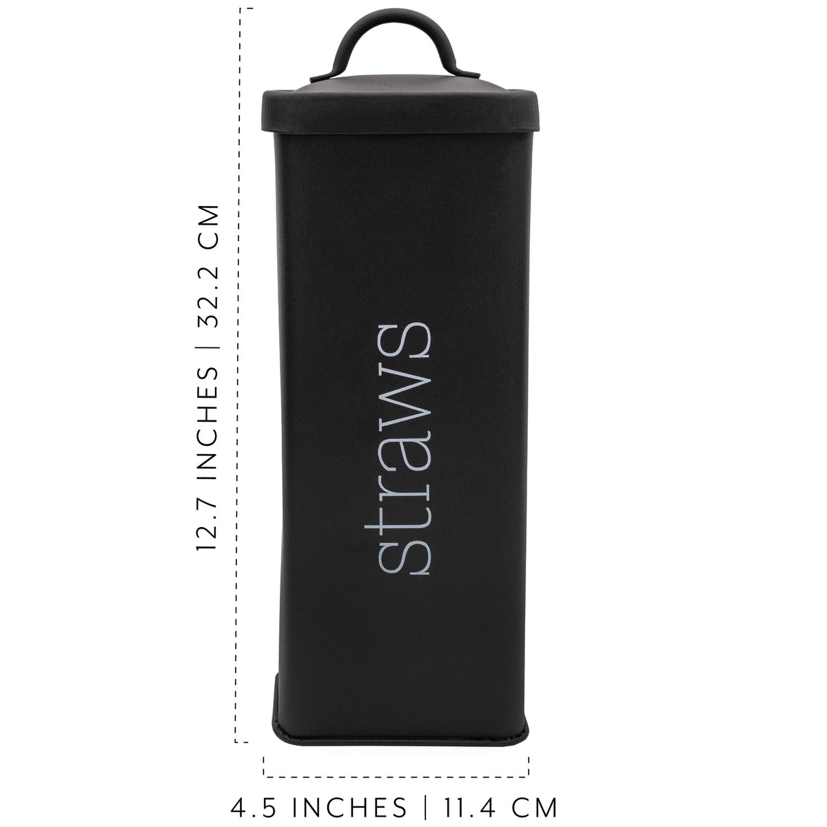 AuldHome Design enamelware straw holder, top-down view highlighting generous capacity.