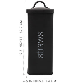 AuldHome Design enamelware straw holder, top-down view highlighting generous capacity.