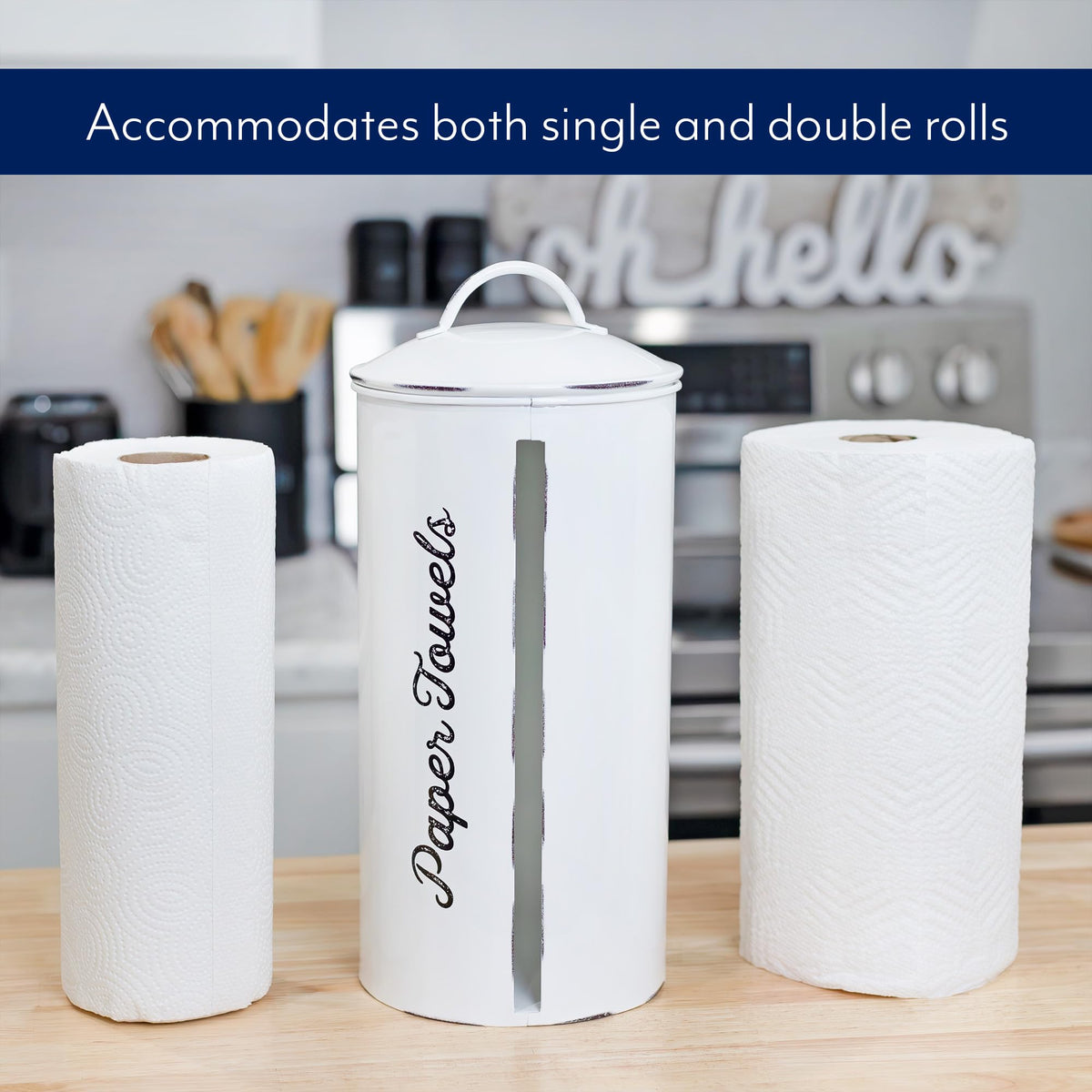 AuldHome Design industrial chic dispenser for easy one-handed towel dispensing