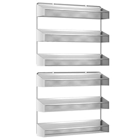 Auledio chrome wall-mount 3-tier spice rack saves counter space in any kitchen.