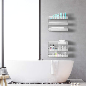 Auledio bathroom cosmetics rack 3-tier organizes small items like nail polish.