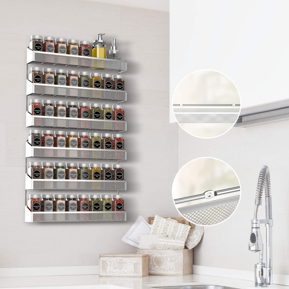 Auledio cabinet spice and cosmetics rack declutters pantry and vanity spaces.