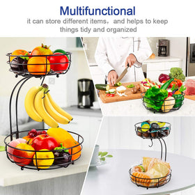 Black finish Auledio Iron 2-Tier basket for sleek storage