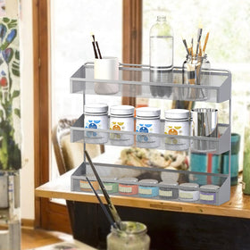 Auledio kitchen storage rack 3-tier helps keep tea bags and jars tidy.