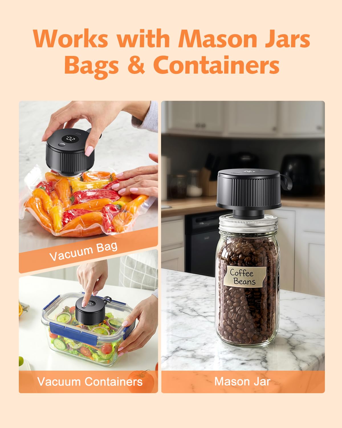 Auletor vacuum sealer kit with lids and bags for versatile storage