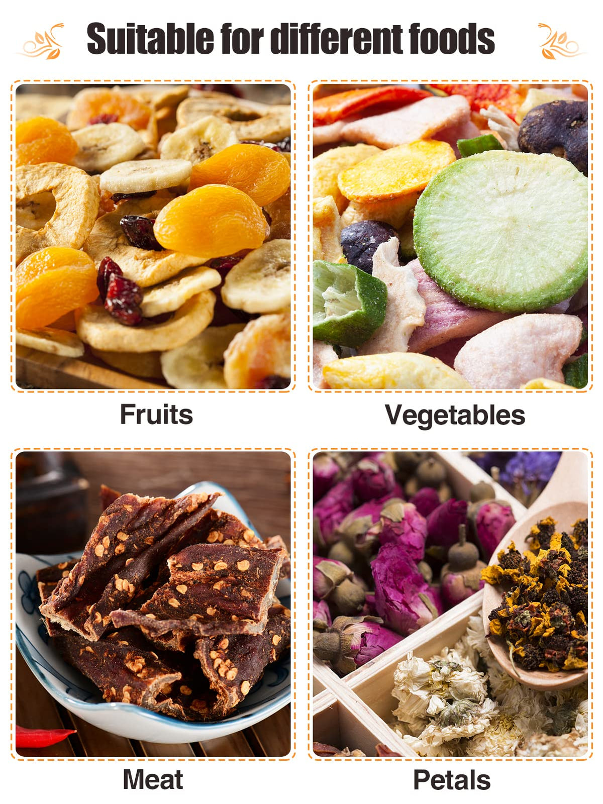 Aulock grid design sheets dry vegetables evenly for crisp, snack-ready results.