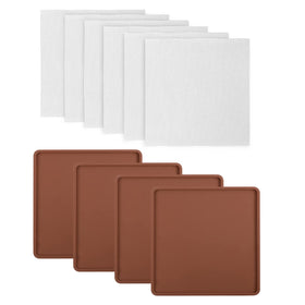 Aulock silicone dehydrator mats with raised lip design for contained drying on a solid tray.