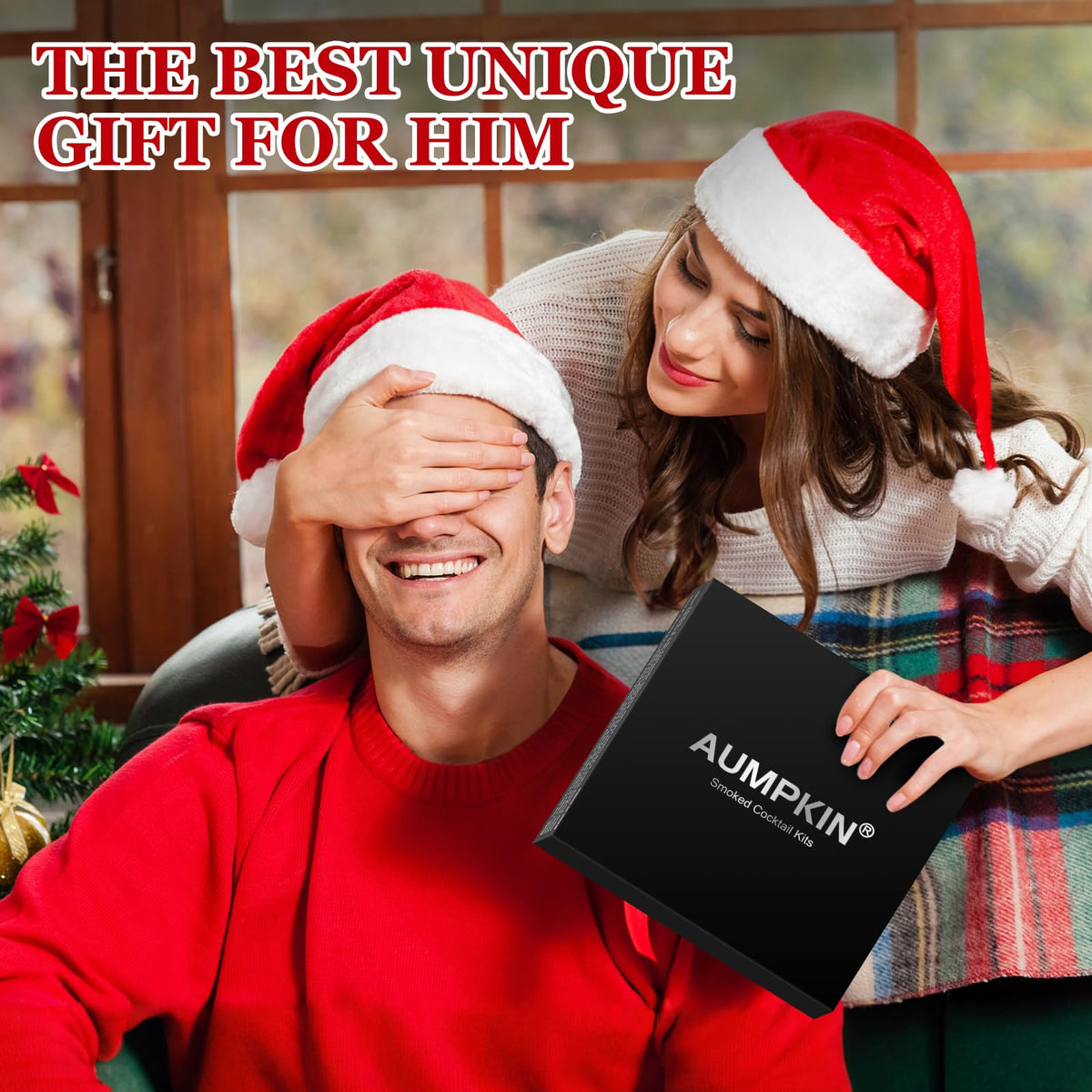 Aumpkin gift-box shows a premium bourbon smoker kit—great gift idea.