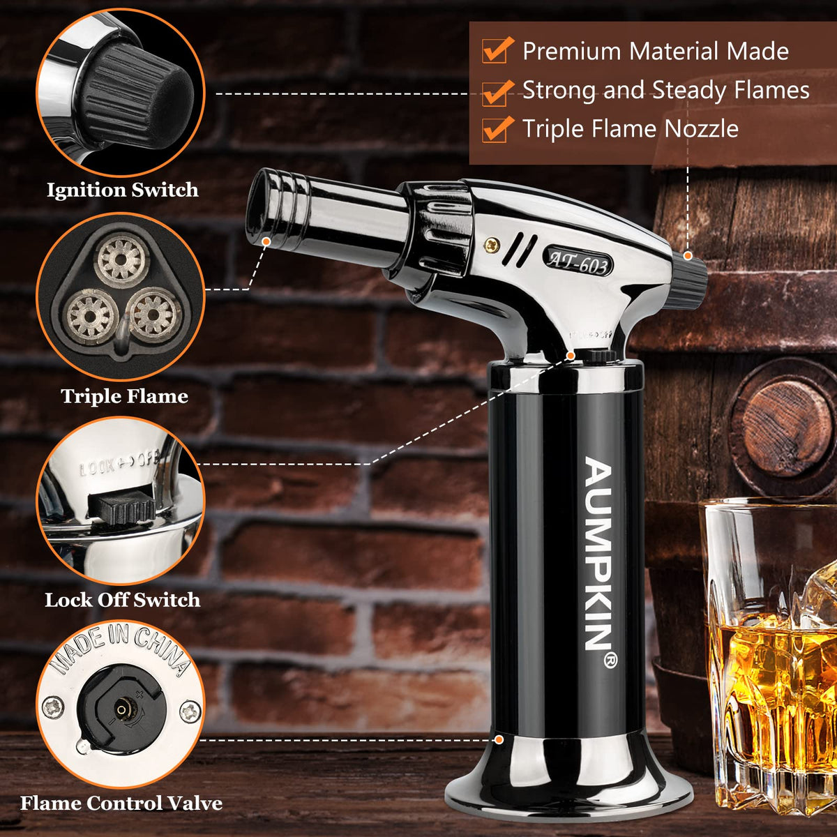 Aumpkin metal-filters ensure smooth, even smoke infusion.