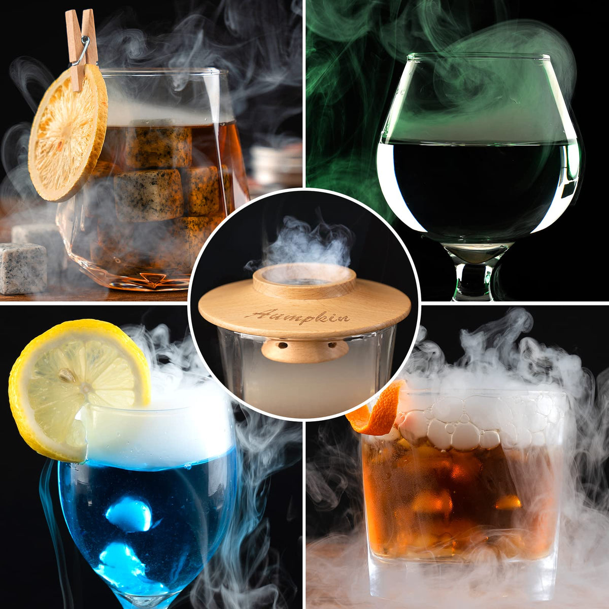 Aumpkin wood-smoker-with-lid compact design fits kitchens and bars.