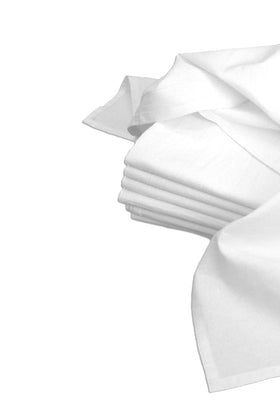 Aunt Martha's flour sack towels close-up hem reveals durable, premium quality stitching.