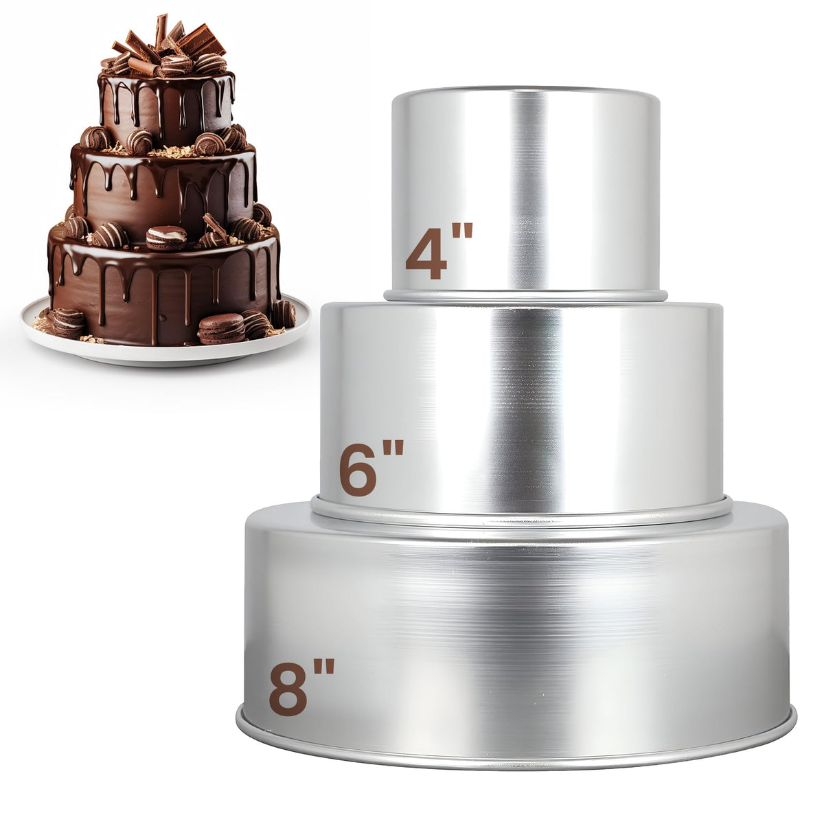 Aunt Shannon's Kitchen tall round cake pan 4-inch for tiered cakes with even heat