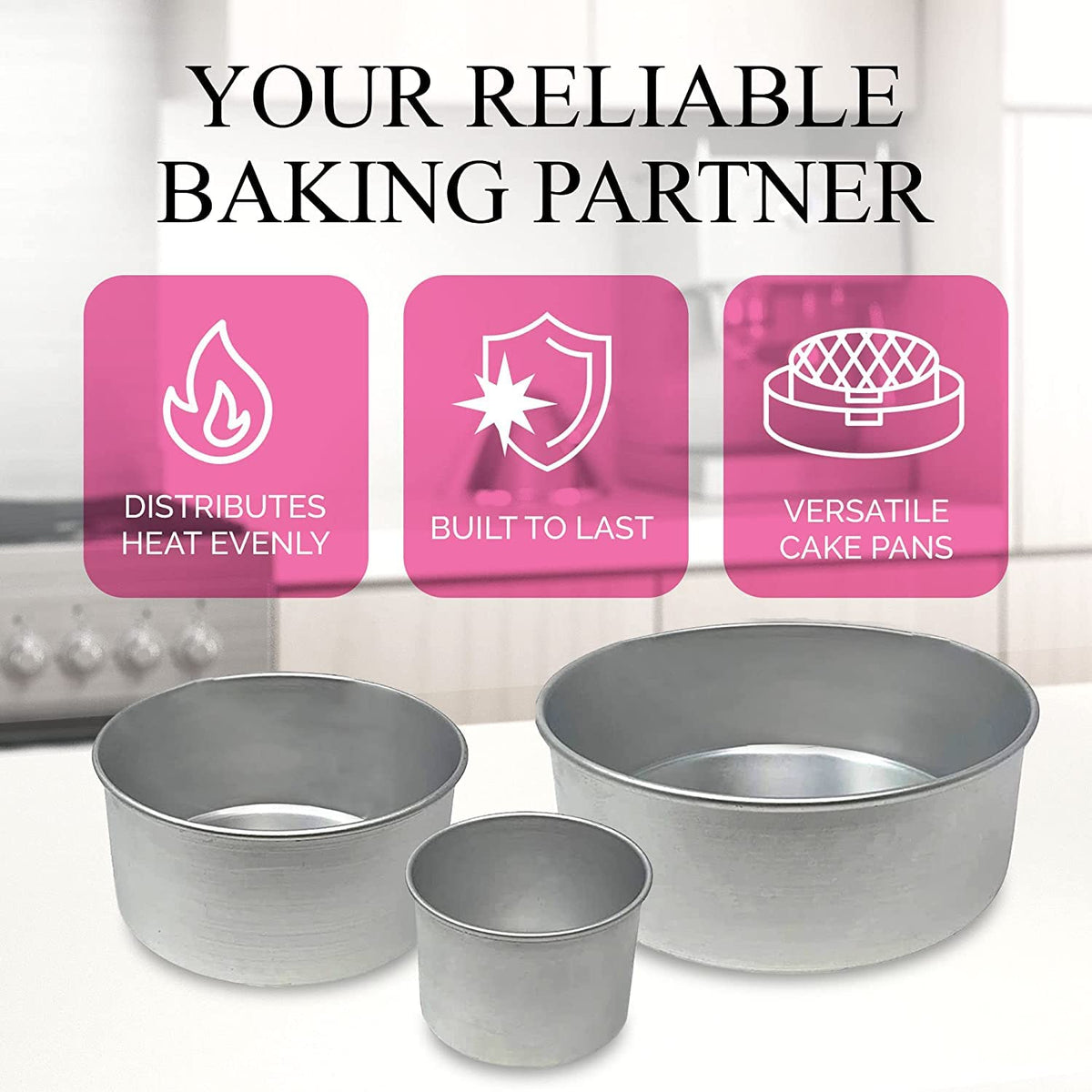 Aunt Shannon's Kitchen tall round cake pan 8-inch ideal for three-tier wedding cakes