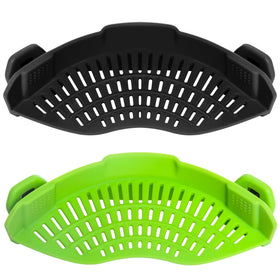 AUOON clip-on strainer clipped to pot for quick draining.