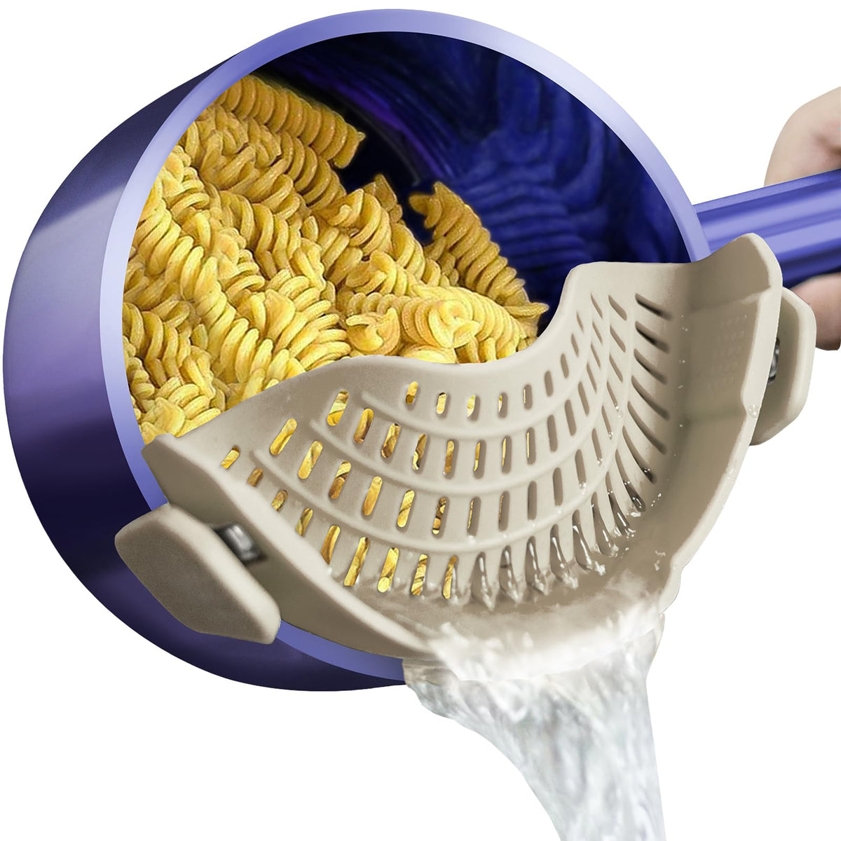 AUOON Clip-on Strainer clip mechanism enables fast draining from pots
