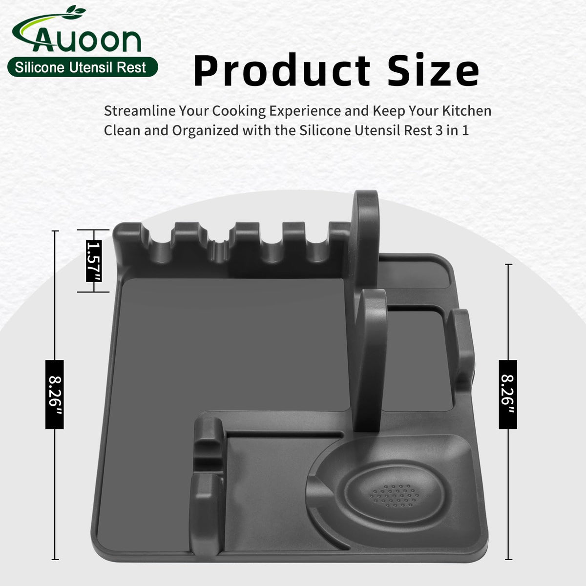 AUOON 4-slot design organizes spoons, spatulas, and tongs for quick access.
