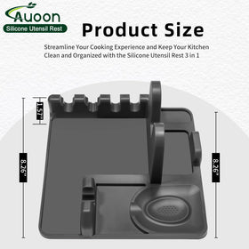 AUOON 4-slot design organizes spoons, spatulas, and tongs for quick access.