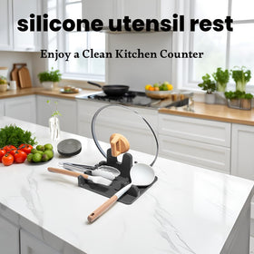AUOON pot lid holder keeps lids upright and accessible while cooking.