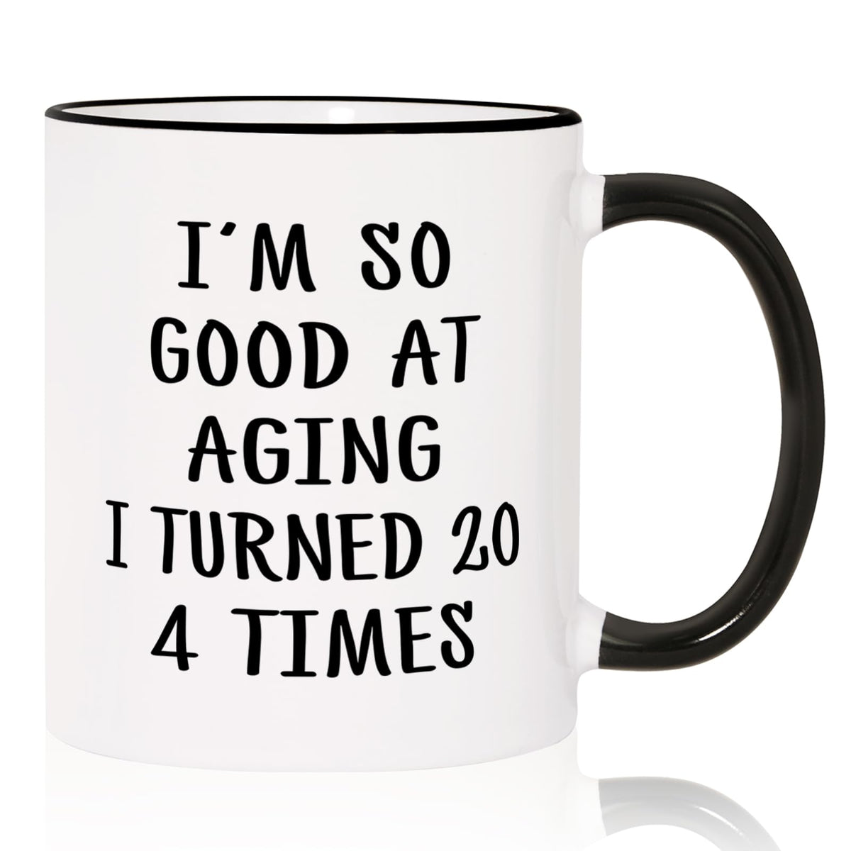 Aurahouse 80th birthday mug - front view, ideal milestone keepsake for coffee lovers.
