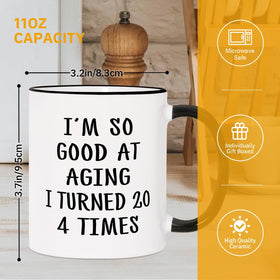 Aurahouse 80th birthday mug - microwave safe and lead-free, safe everyday.