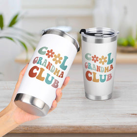 Aurahouse Nana Mimi Gigi Gift Tumbler keeps coffee or tea ready on the go.