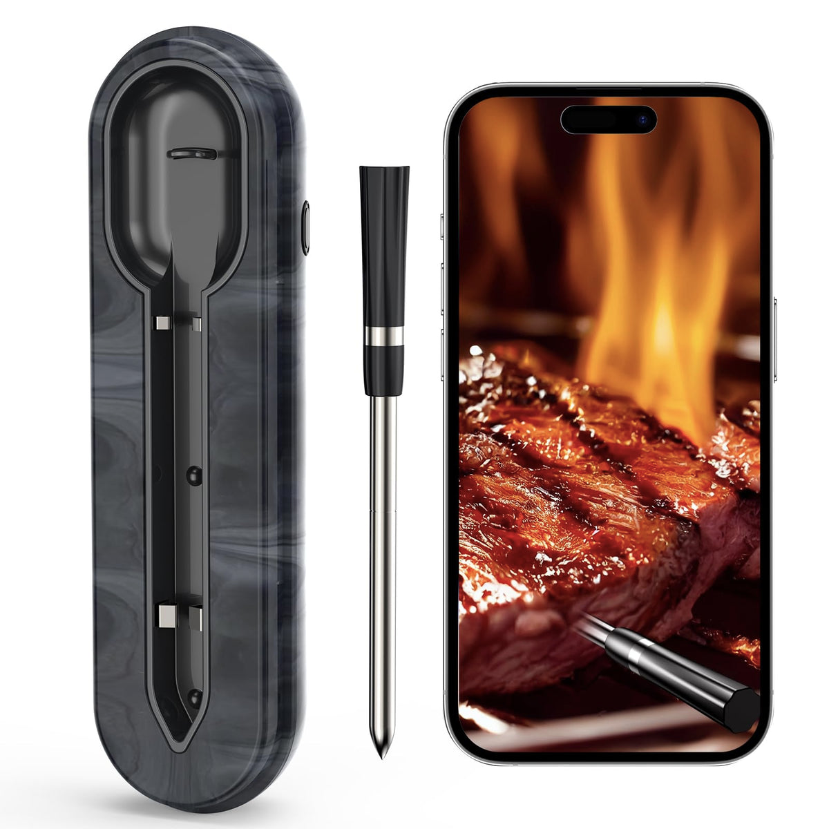 Aurasky Unique Wireless Meat Thermometer probe delivering precise temperature monitoring for grilling.
