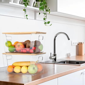 Potatoes, onions, and produce stored neatly in Aurblozen bins