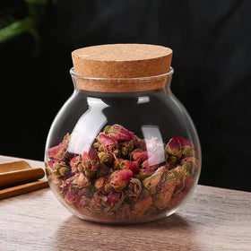 Aurfedes glass jars storing coffee beans with clear visibility