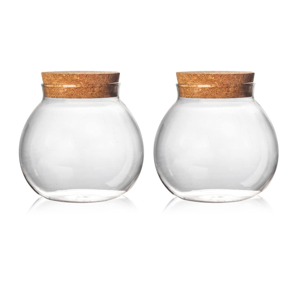 Aurfedes 2-pack round glass jars with cork lids for stylish pantry storage