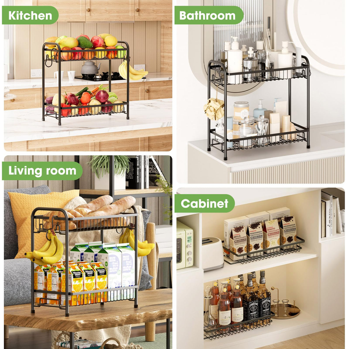 AURIKAR fruit basket with removable banana hanger keeping fruit fresh.