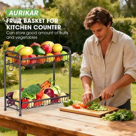 AURIKAR sturdy metal fruit holder with waterproof coating for durability.