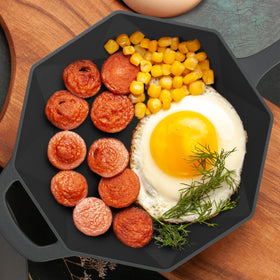 Aurionix versatile cast iron for campfire, oven, and stovetop cooking.
