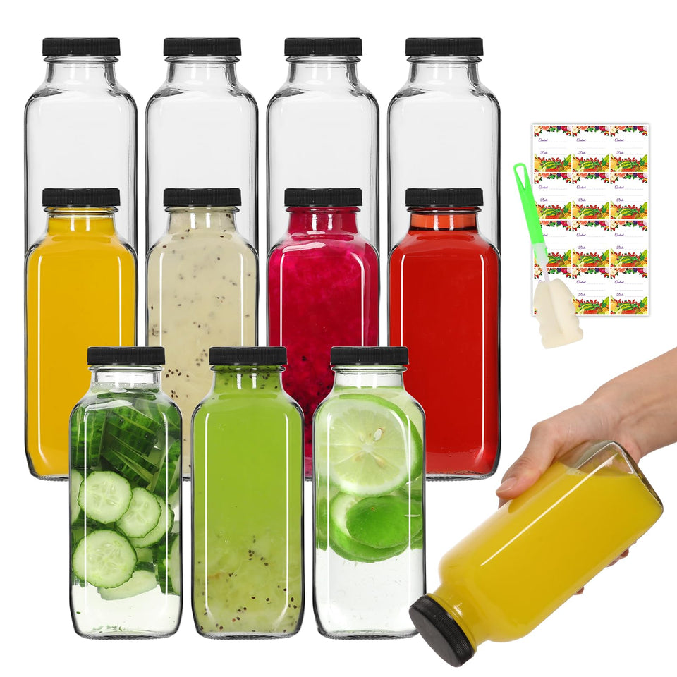 AuroTrends 12oz glass bottle with leakproof lid for on-the-go drinks.
