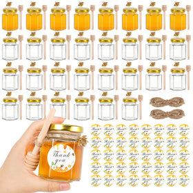 AuroTrends 3oz mini honey jar with dipper for elegant wedding favors
