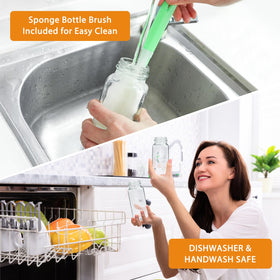AuroTrends wide-mouth glass bottle designed for easy cleaning and quick refills.