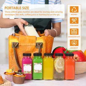 AuroTrends square-shaped glass bottles save space in fridge.