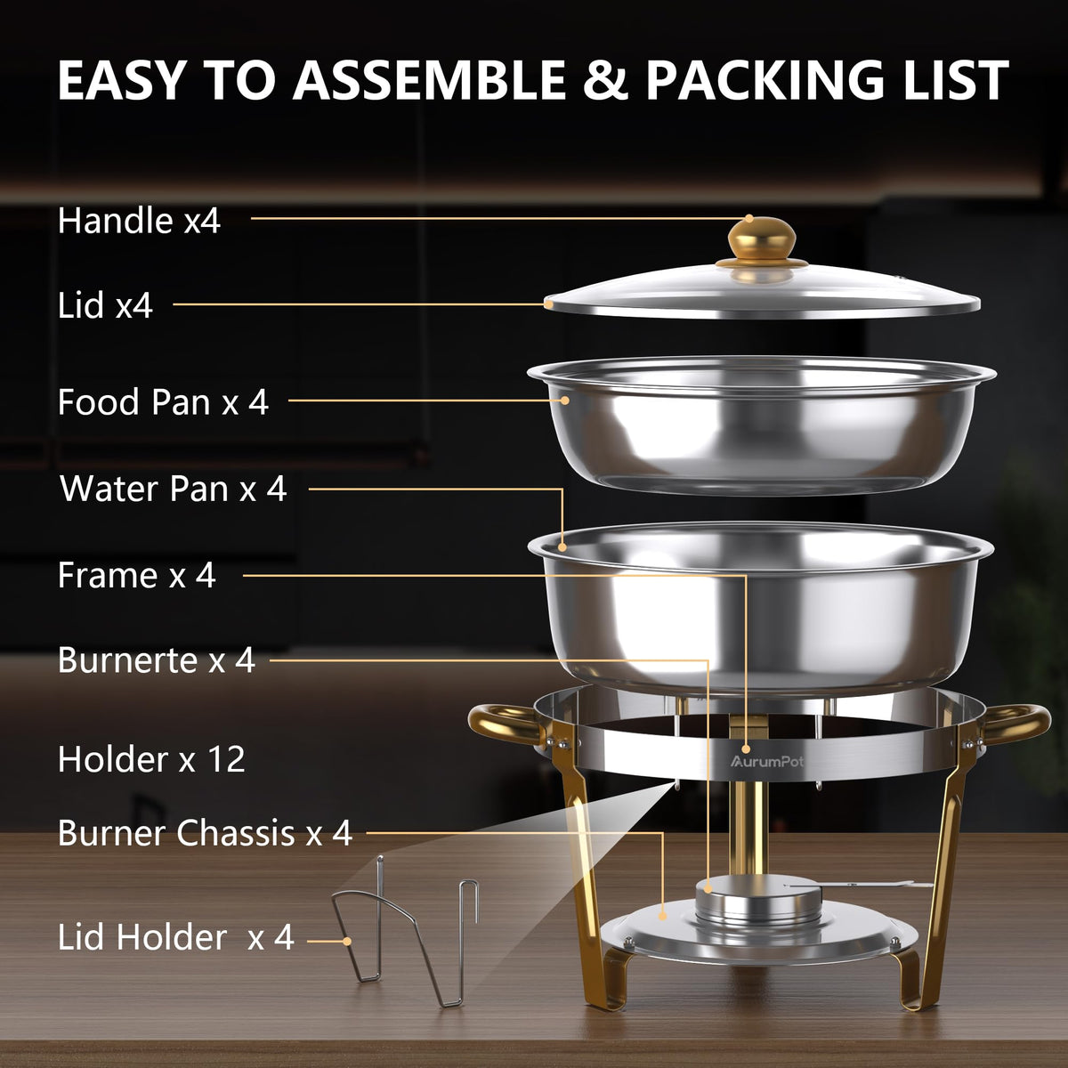 AurumPot chafing set ideal for weddings and large gatherings