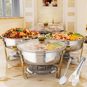 AurumPot four-pack chafing dishes with 6QT capacity for buffets