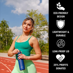Auryu BPA-free 18/8 stainless steel bottle for safe, reusable hydration.