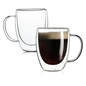 Aurzen 2 pack double-walled mugs with clear insulation for hot drinks