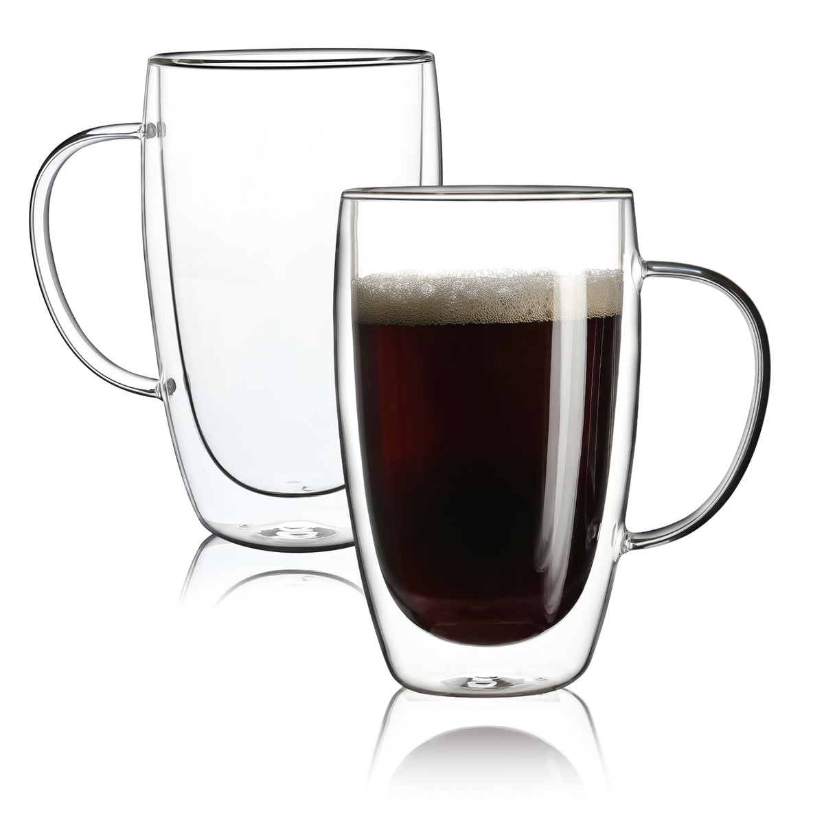 Aurzen 2-pack double-walled mugs with curved handles keep beverages hot.