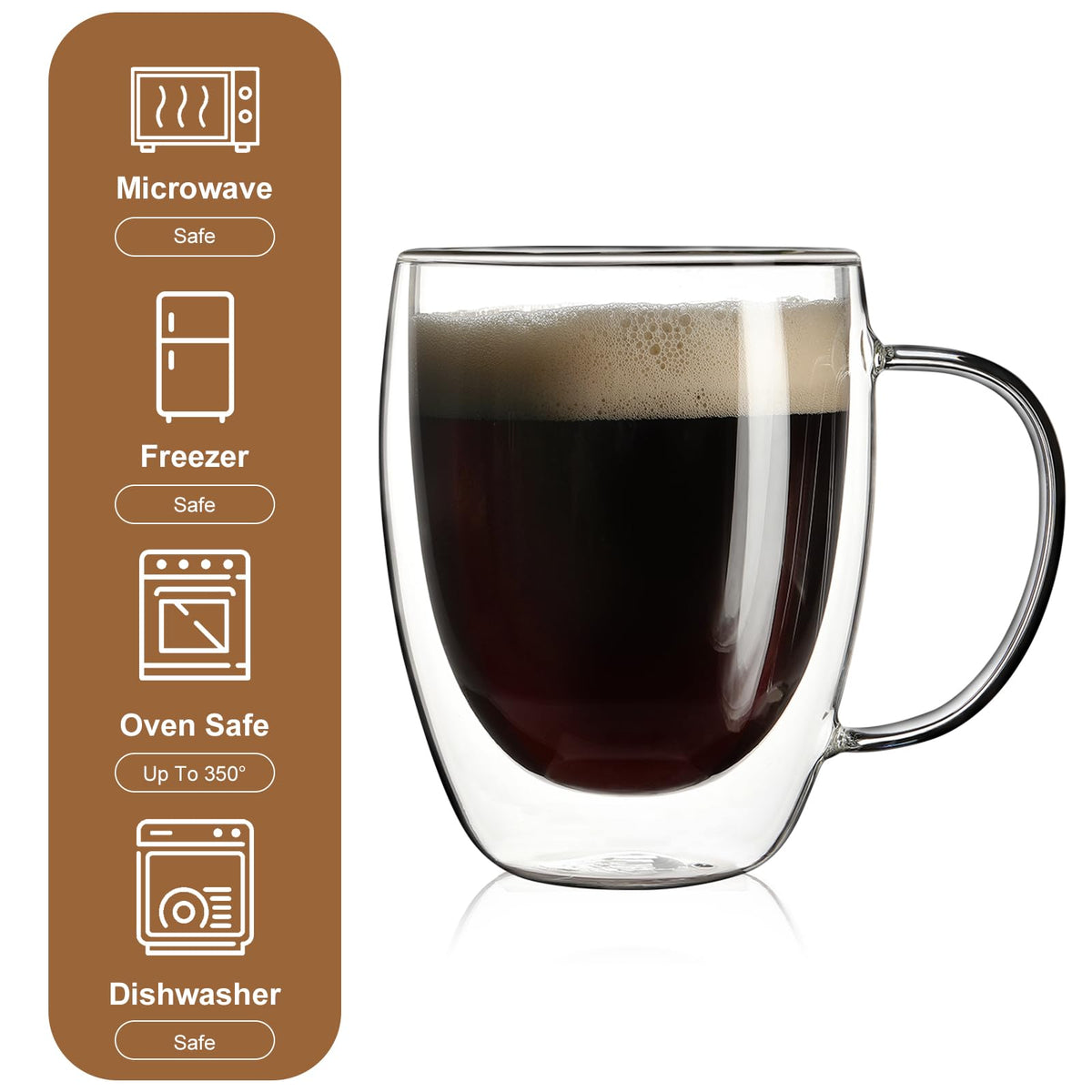 Aurzen clear borosilicate glass mug for versatile home and office use
