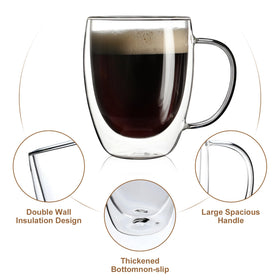 Aurzen curved handle design glass mug offers comfortable grip for daily coffee or tea